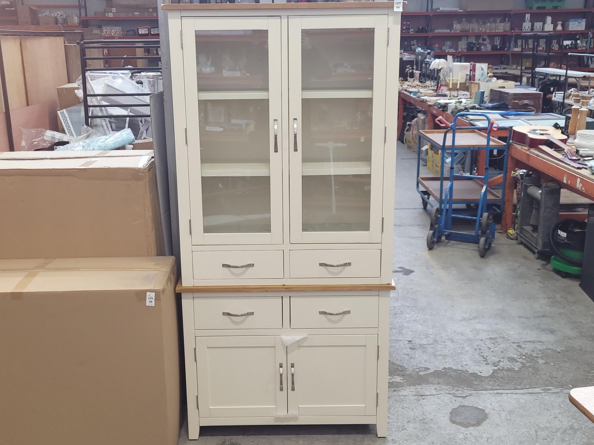 CREAM PINE 4 DOOR / 4 DRAWER DISPLAY CABINET (NEW)