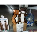 2PC SQUEAKY DOG PLUSH TOY LION & SQUIRREL (NEW)