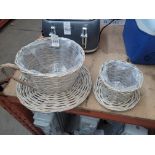 2 WICKER TEACUP PLANTERS