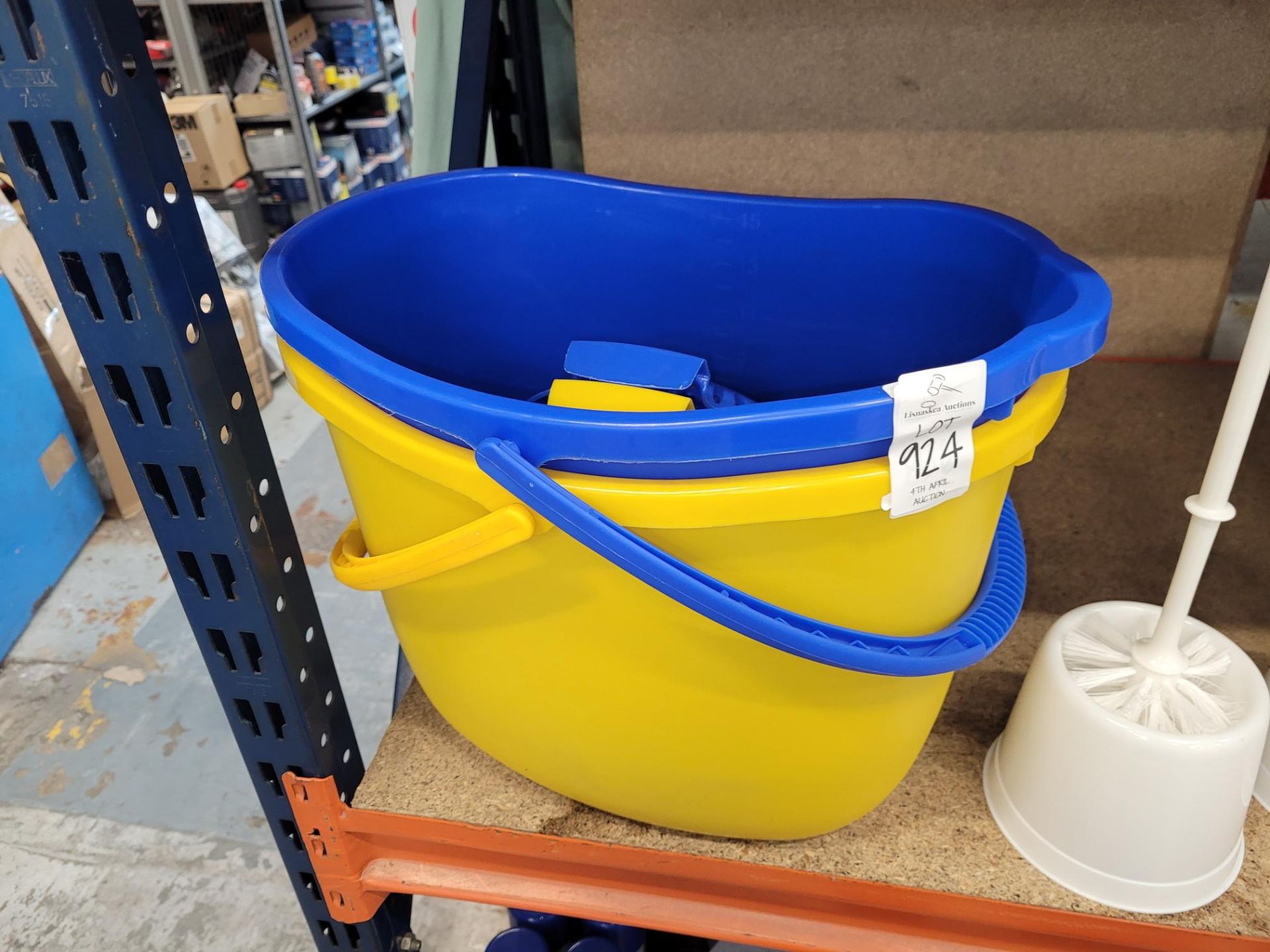 BLUE AND YELLOW MOP BUCKETS