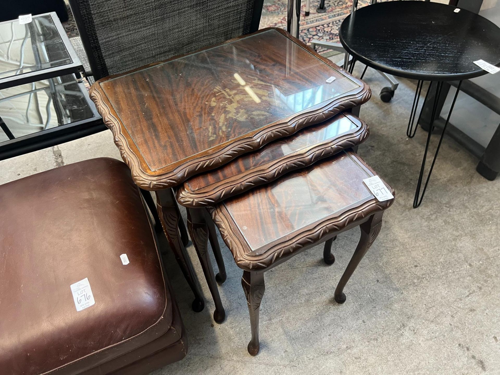 NEST OF 3 MAHOGANY SIDE TABLES