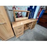 PINE EFFECT DRESSING TABLE WITH MIRROR