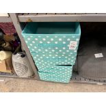 4X BLUE POLKA DOT CANVAS STORAGE TUBS