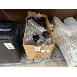 BOX OF PLASTIC STORAGE BOTTLES