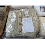 100% ARAN SHETLAND WOOL HAND KNITTED CARDIGAN (SIZE 14-16)