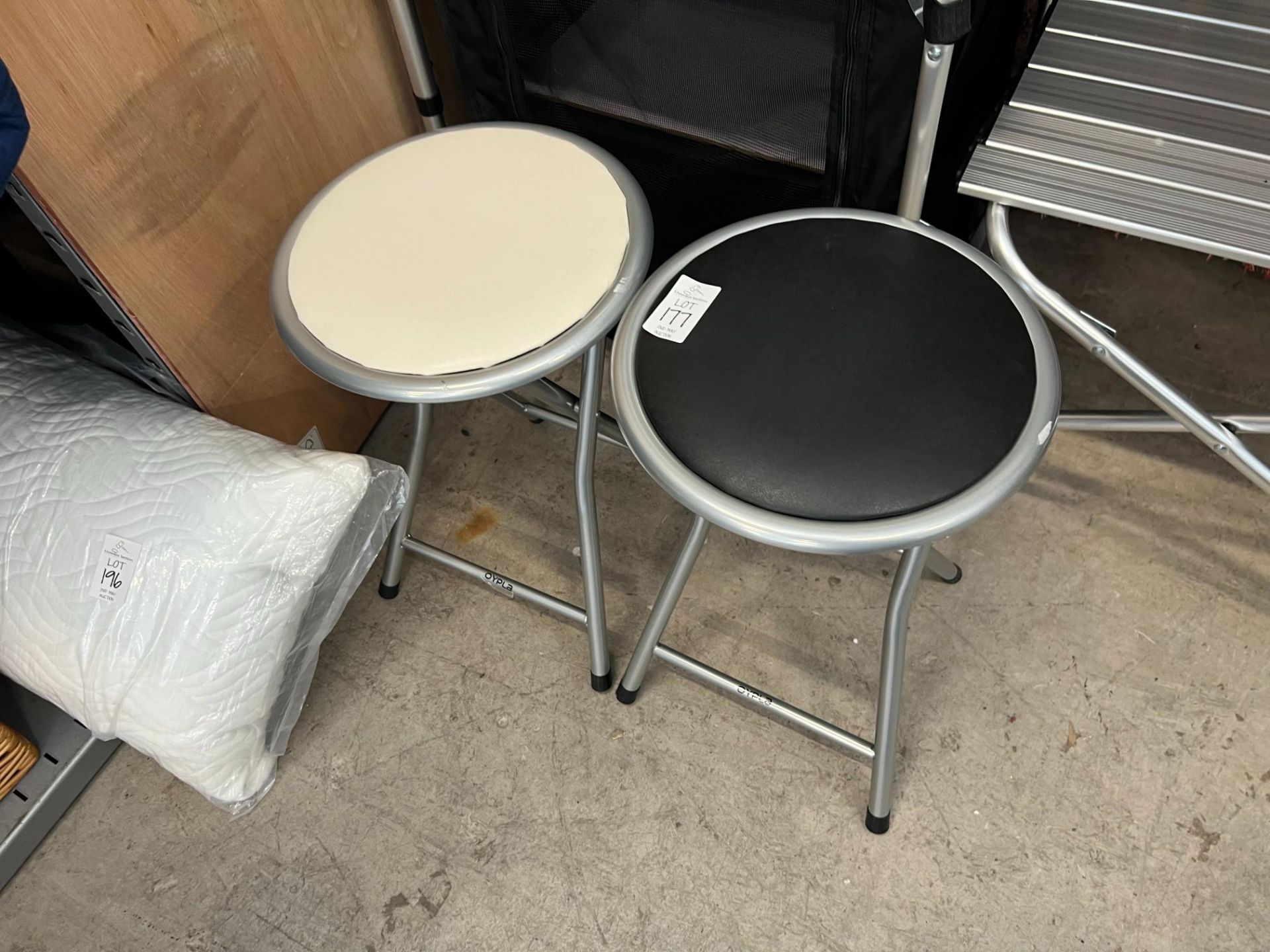2X CREAM AND BLACK FOLD OUT STOOLS (NEW)
