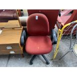 RED FABRIC SWIVEL OFFICE CHAIR