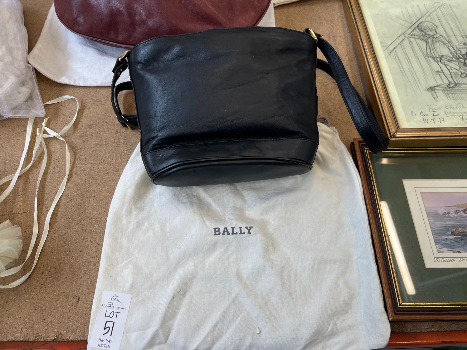 BALLY BLACK LEATHER CROSSBODY BAG IN DUST BAG