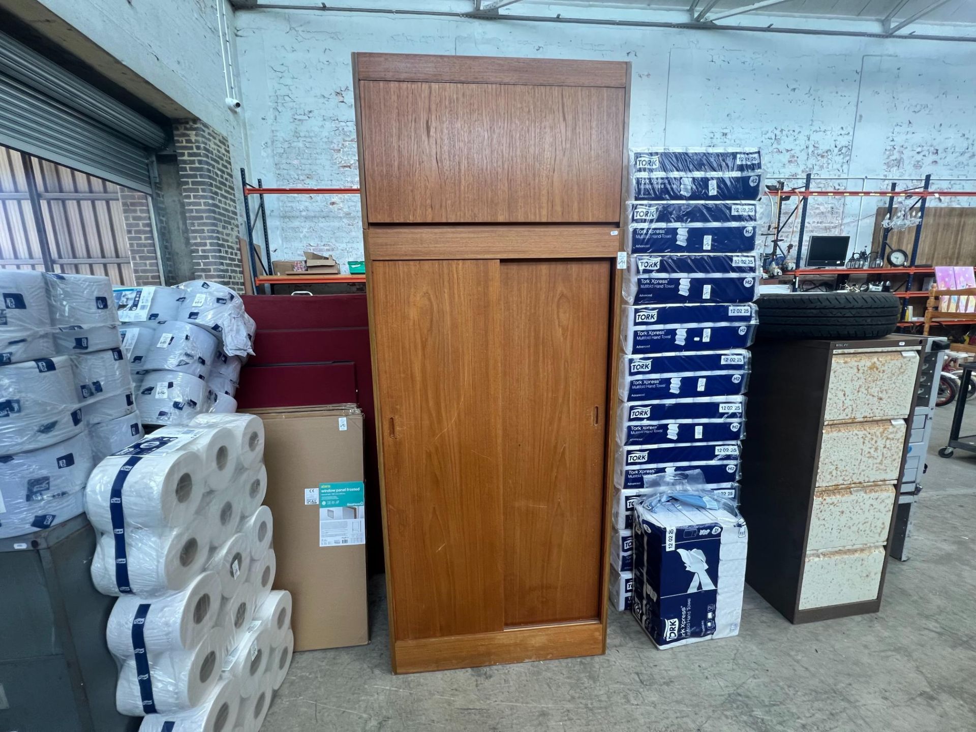 HEAVY WOODEN WARDROBE WITH OVER STROAGE