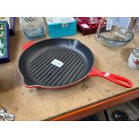 LE CREUSET RED CAST IRON GRIDDLE PAN (NEW)