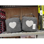 PAIR OF HEART DESIGN GREY DOOR STOPS (NEW)