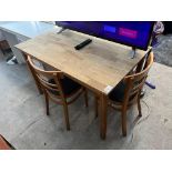 OAK DINNING TABLE AND 2 CHAIRS