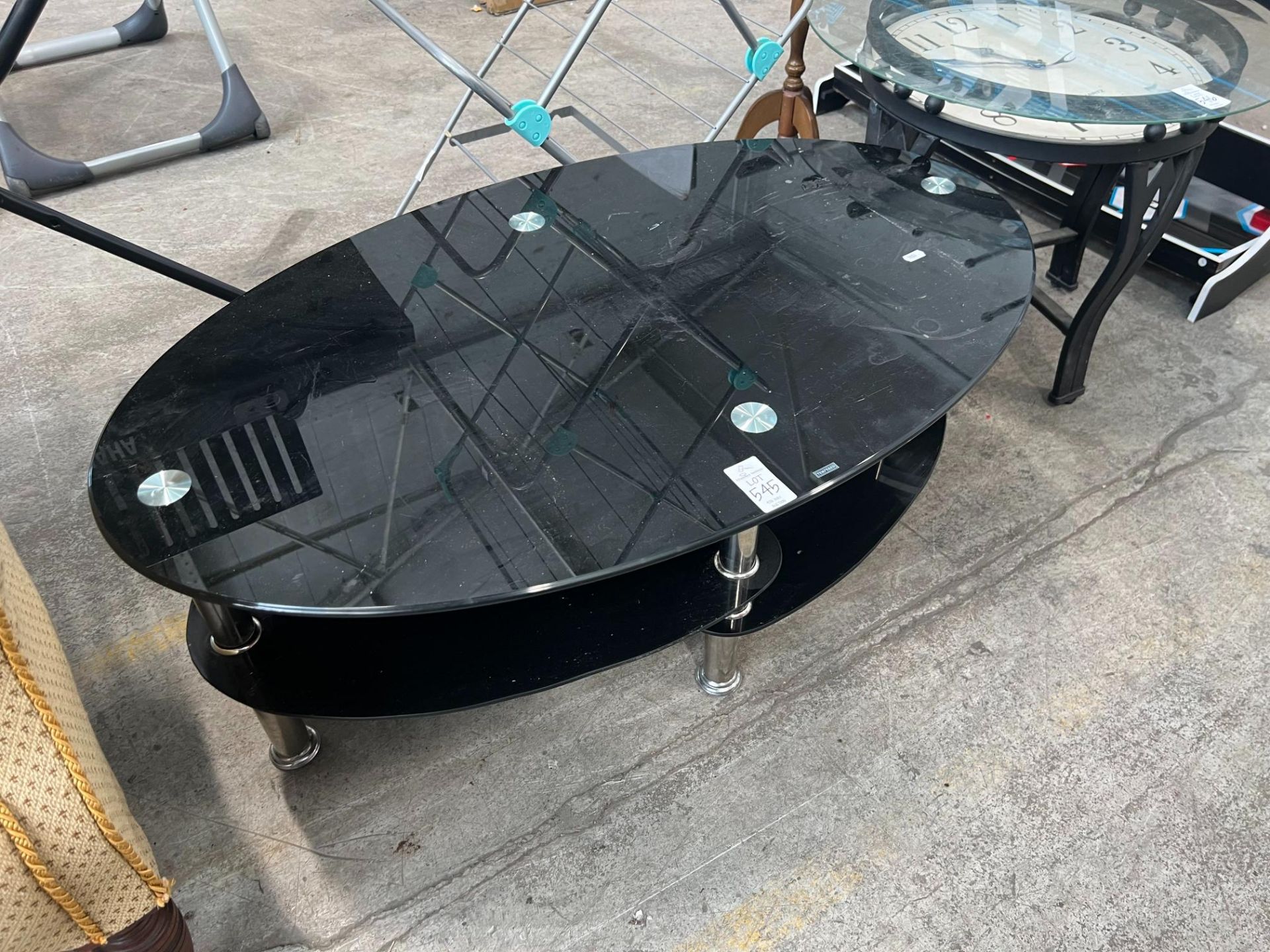 BLACK AND CHROME COFFEE TABLE
