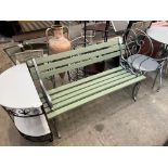 WOODEN SLATTED GARDEN BENCH WITH IRON SIDES