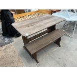 WOODEN TABLE AND MATCHING BENCH