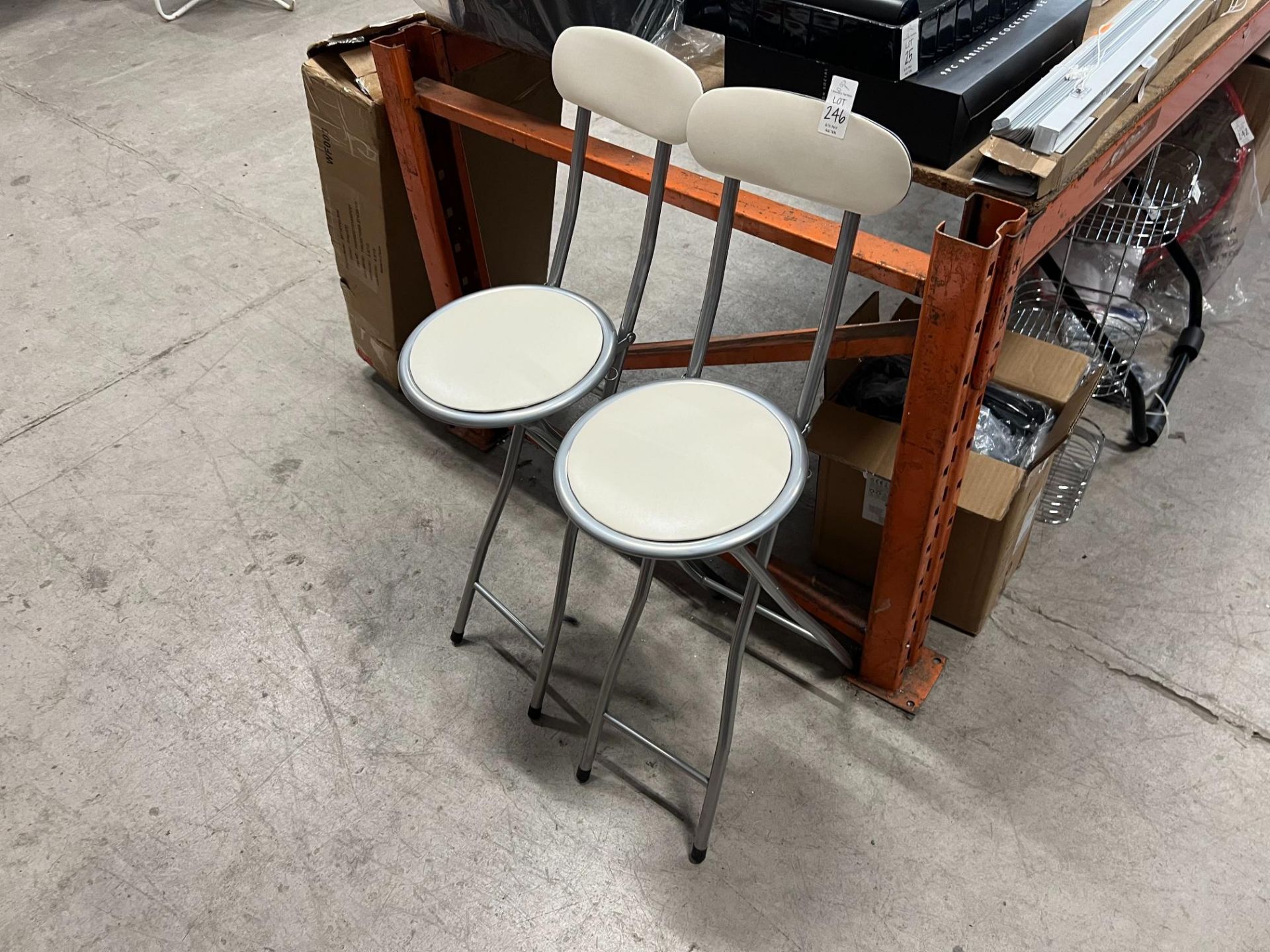 PAIR OF FOLDAWAY WHITE CHAIRS (NEW)