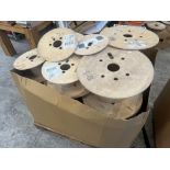 PALLET BOX FULL OF WOODEN CABLE REELS