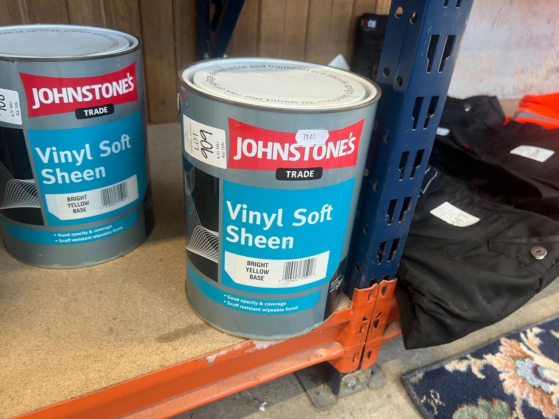 4.75L OF JOHNSTONES TRADE VINYL SOFT SHEEN BRIGHT YELLOW BASE PAINT