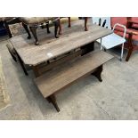 WOODEN TABLE AND BENCH