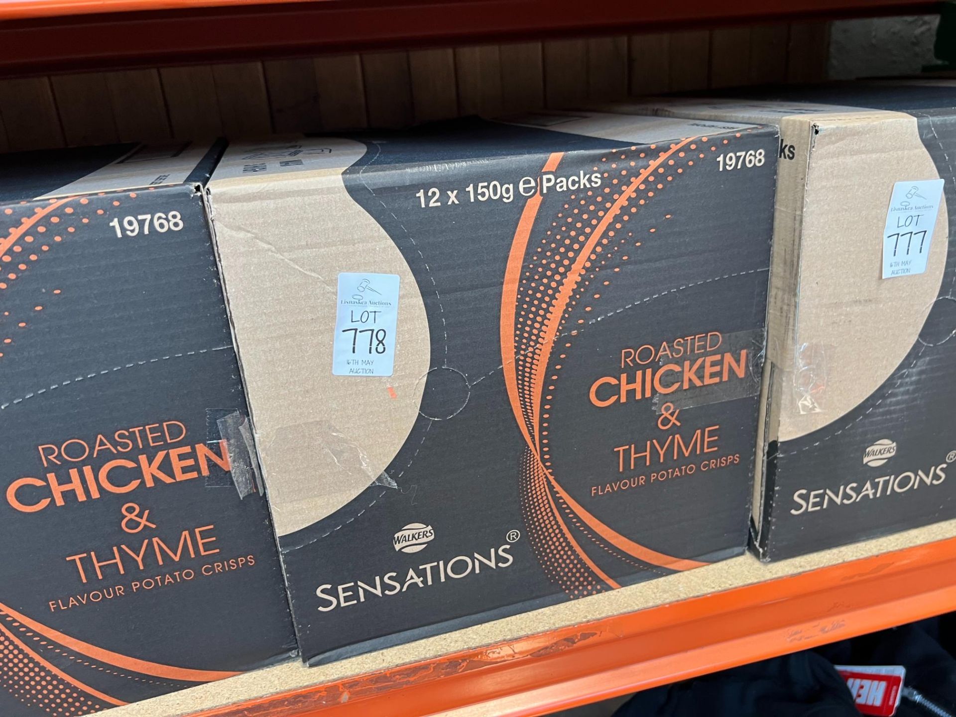 BOX OF 12 X 150G PACKETS OF WALKERS SENSATIONS ROASTED CHICKEN & THYME CRISPS 15/6/26