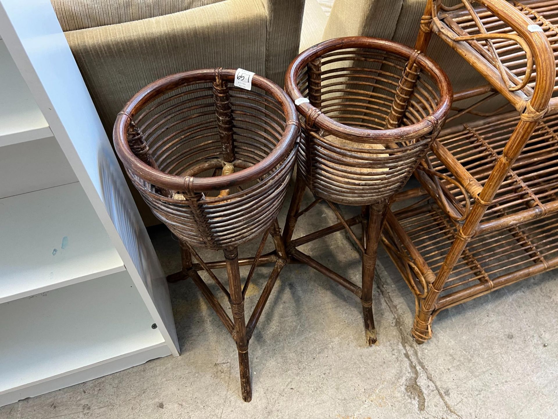 PAIR OF BAMBOO PLANT STANDS