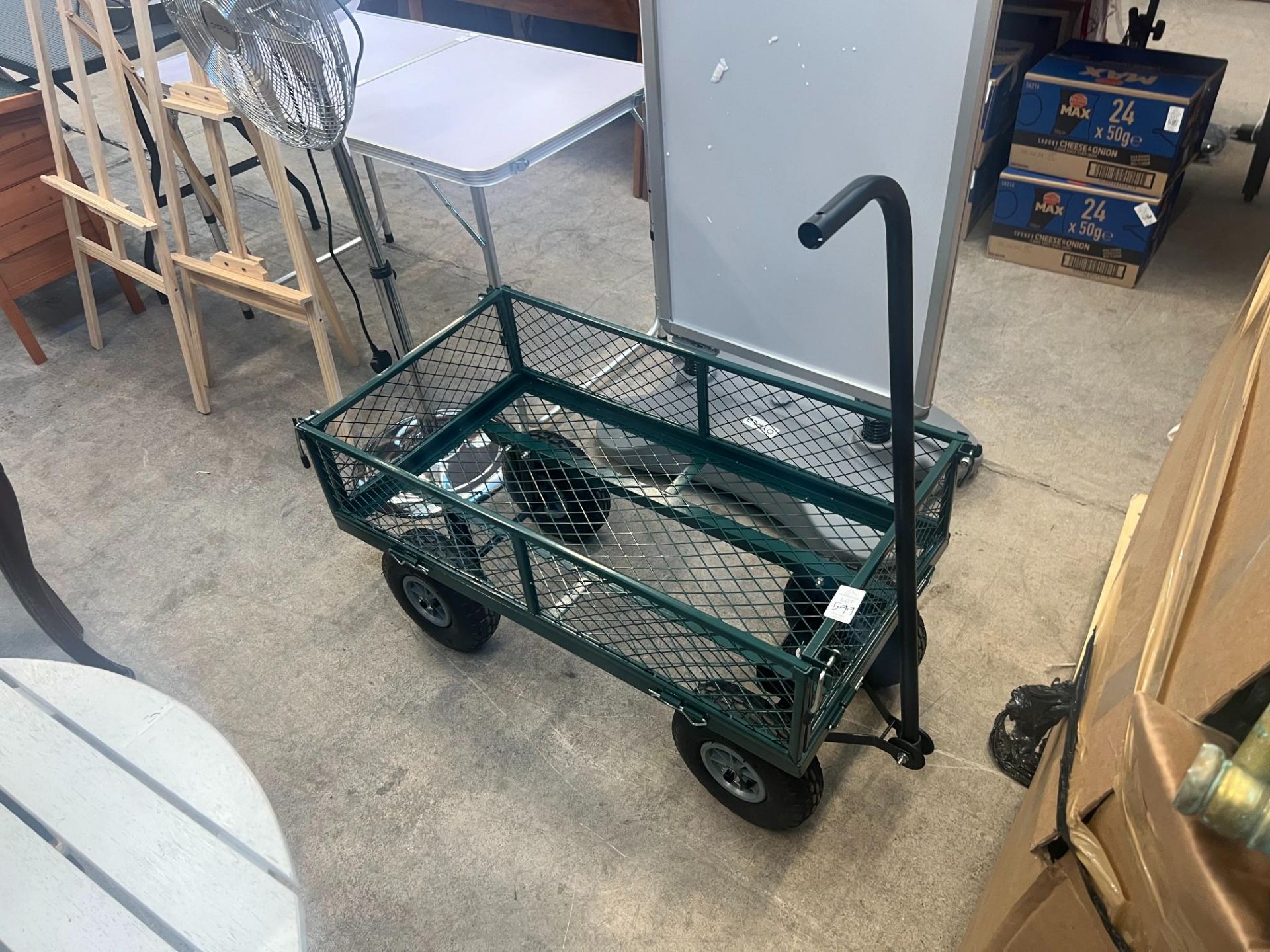 GREEN MESH METAL HEAVY DUTY TROLLEY CART