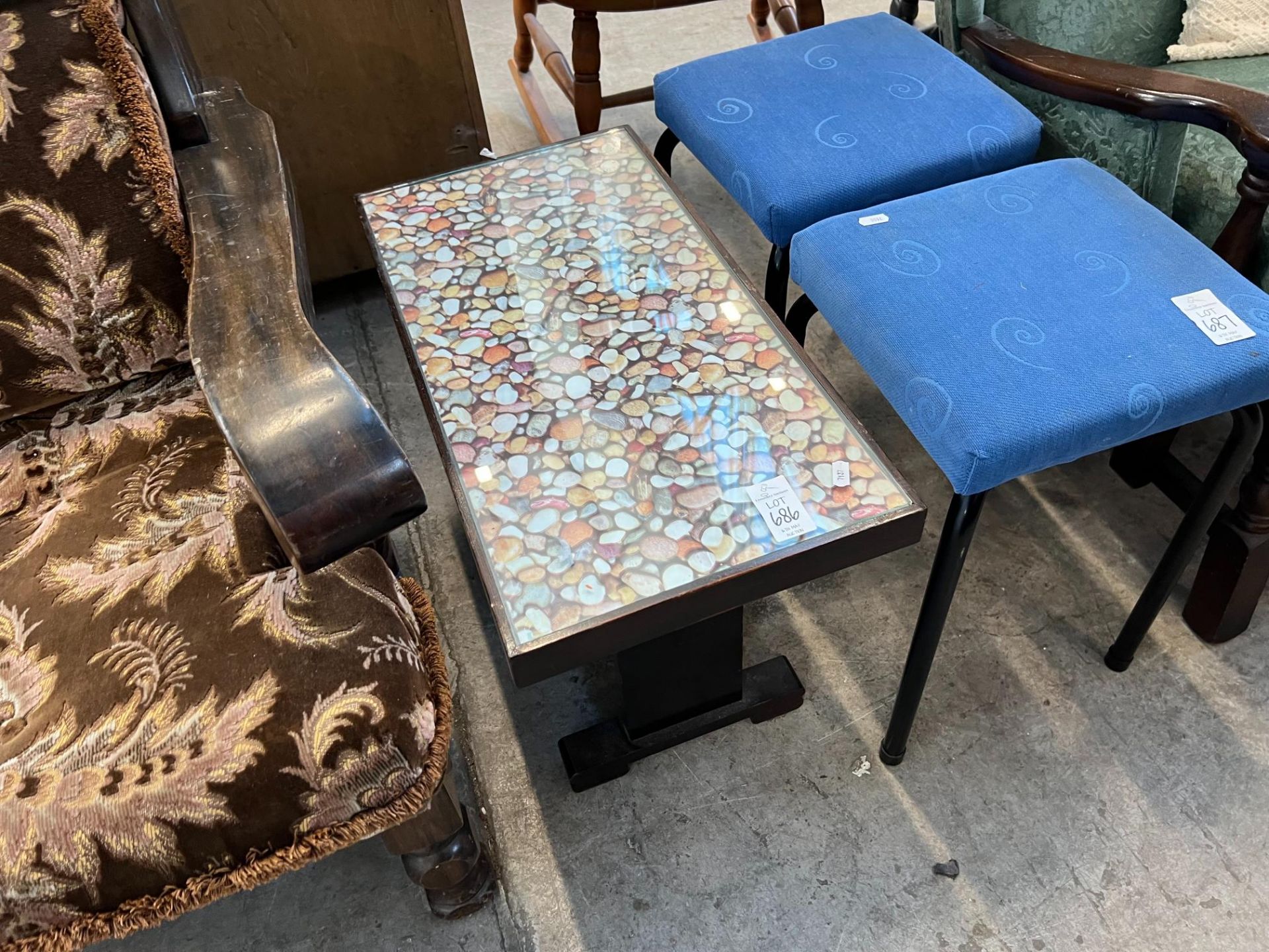 GLASS TOPPED COFFEE TABLE