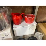 RED CERAMIC SUGAR & CREAM SET