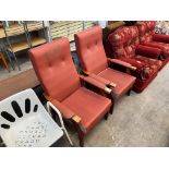 PAIR OF FIRESIDE ARM CHAIRS