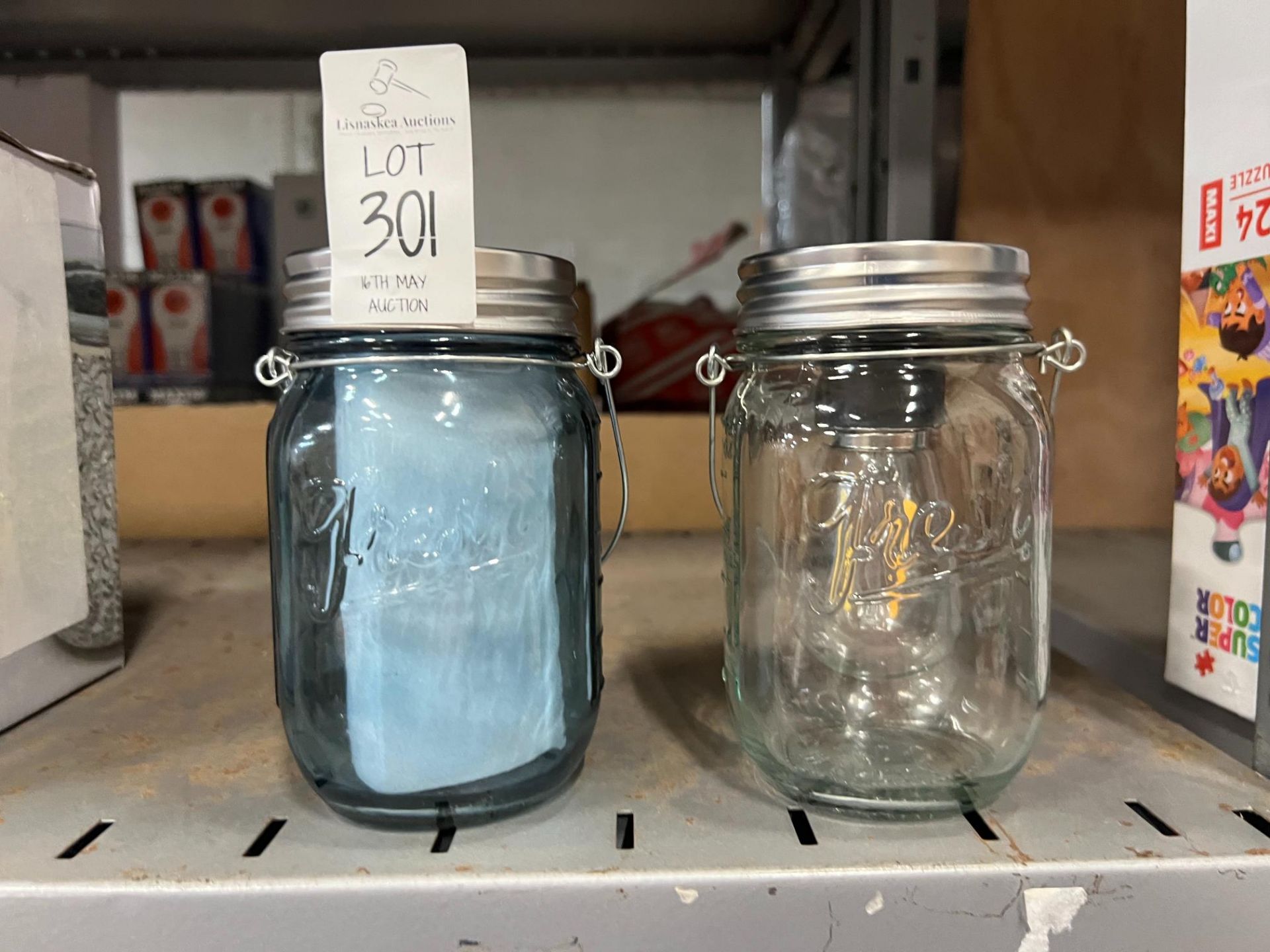 2X GLASS JAR HANGING LIGHTS