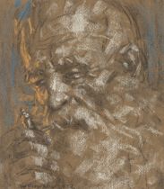 Weihrauter, Herbert(1892-1977)Old Man with Pipesoft pastels on toned papersigned lower