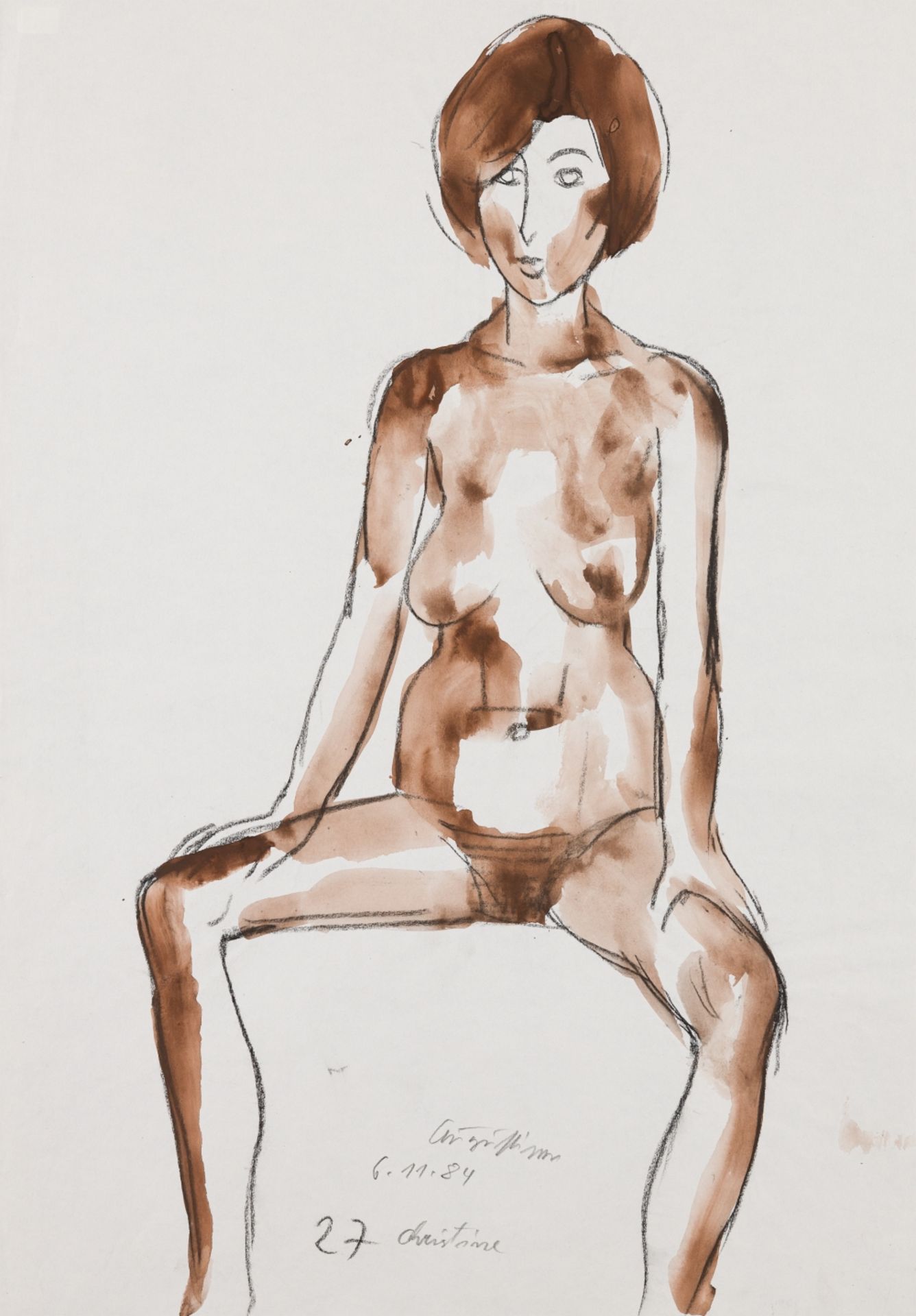 Augustiner, Werner(1922-1986)Christine, 6.11.1984charcoal and watercolour on papersigned, dated
