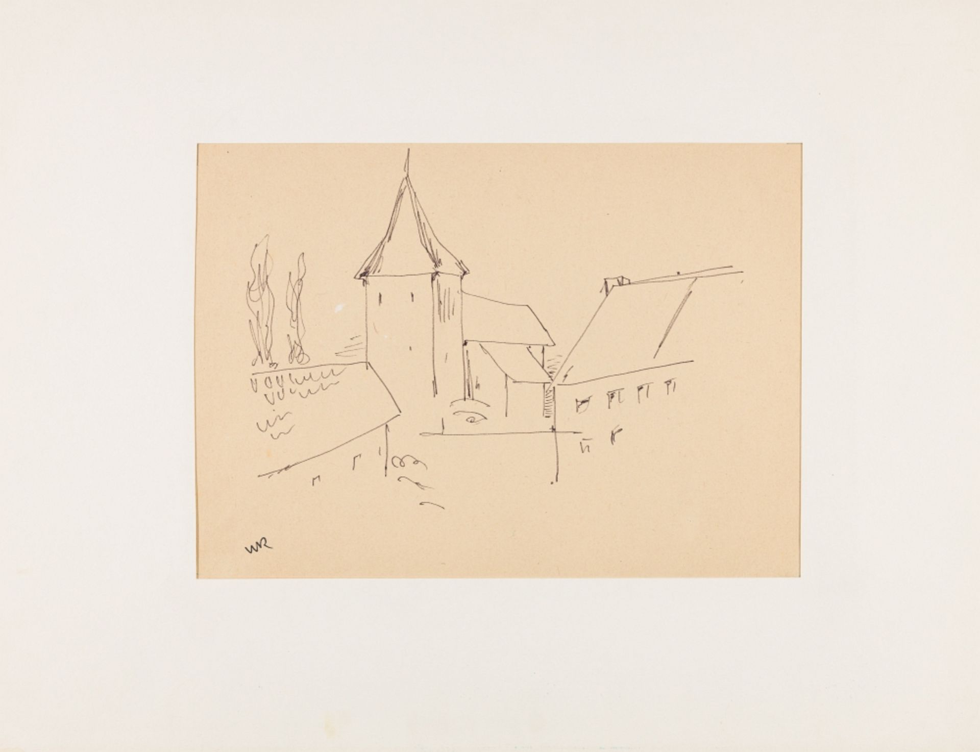 Ritter, Walter(1904-1986)Churchink pen on papermonogrammed lower left12,2 x 17 in - Image 2 of 3