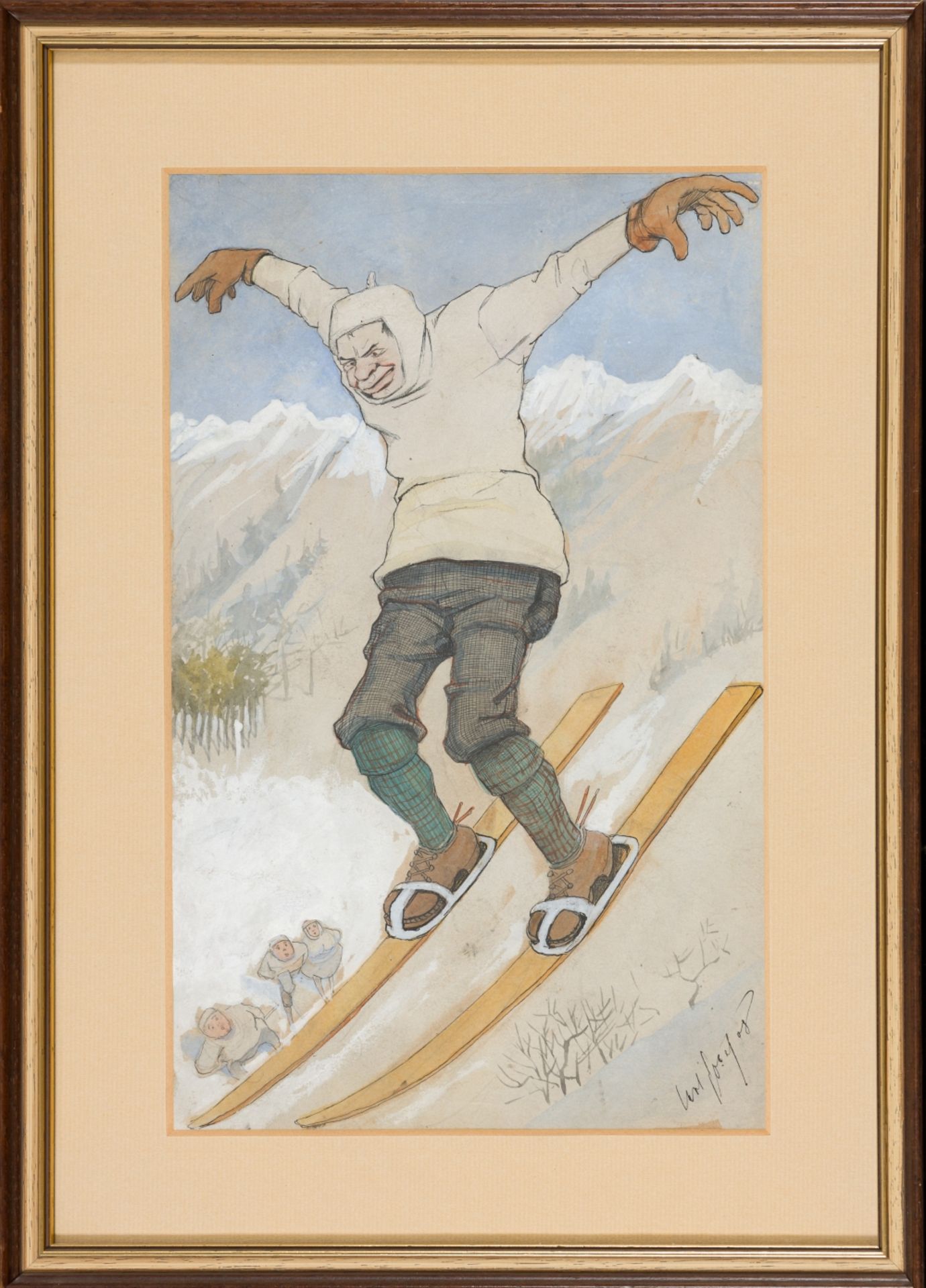 Pollak, Carl Josef(1877-1937)Ski Jumper (19)08ink and gouache on papersigned and dated lower - Image 2 of 3