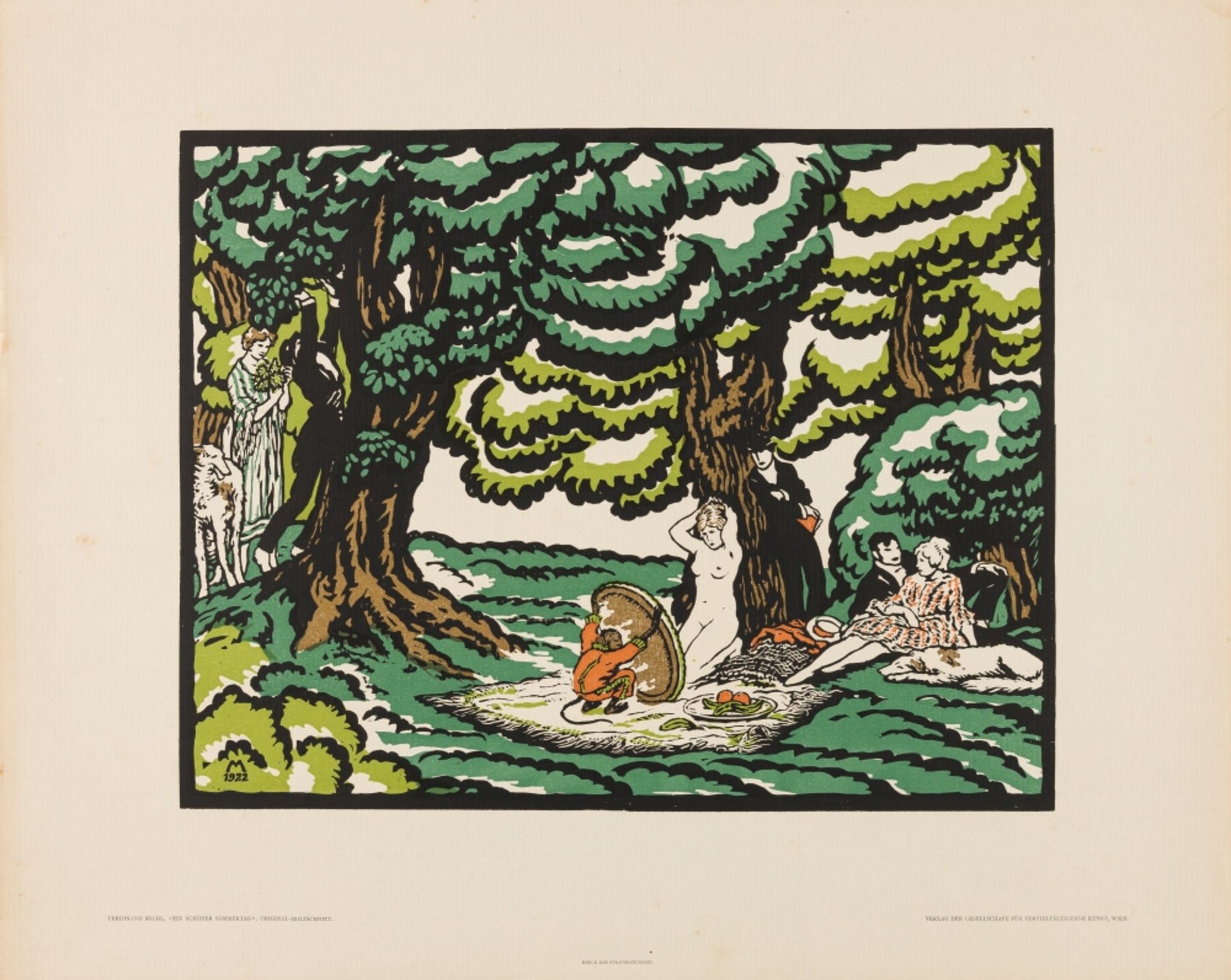 Michl, Ferdiand(1877-1951)A Beautiful Summer Day, 1922coloured woodcutmonogrammed and dated in the - Image 2 of 6
