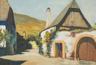 Prantl, Josef(1901-1992)Winegrowers' housesgouache on cardboardsigned lower left10,1 x 14,6