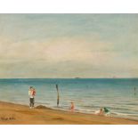 Pólya, Iván(1889-1939)Beach Scene with Children oil on canvassigned lower left14,8 x 18,7 inframed