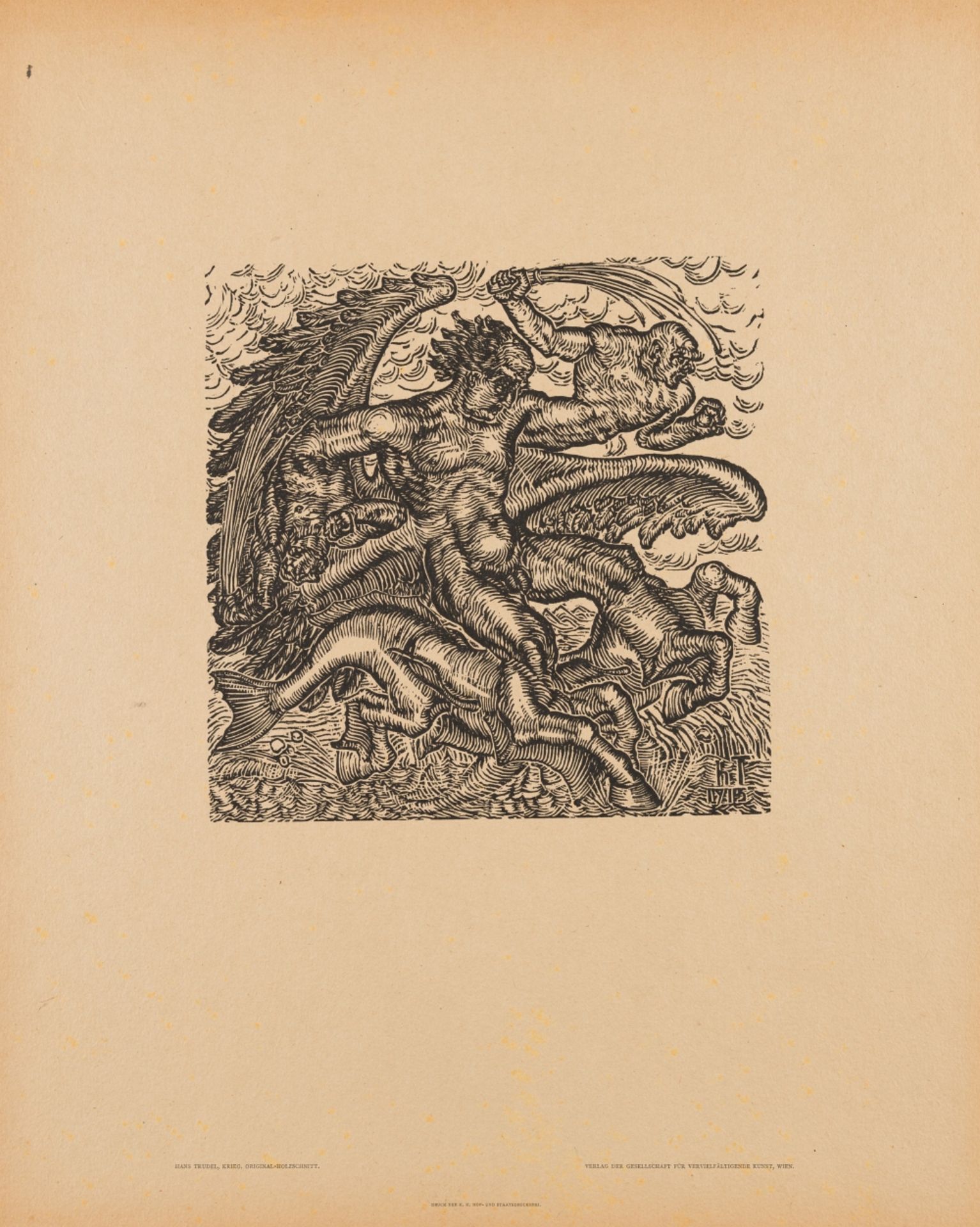 Trudel, Hans(1881-1958)War, 1915woodcutmonogrammed and dated in the plate lower rightsheet size: - Image 2 of 6