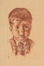 Hepperger, Johannes(1894-1964)Portrait of a Boy in traditional costume, (Björn Kjölbye), 1946red