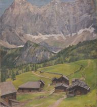 Grohs, Hans(1892-1981)Alpine Pasture in front of a Mountain Chainoil on canvassigned and dated lower