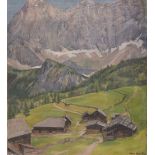 Grohs, Hans(1892-1981)Alpine Pasture in front of a Mountain Chainoil on canvassigned and dated lower