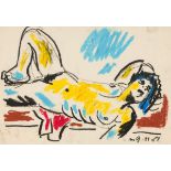 Mühl, Otto(1925 - 2013)Reclining Female Nude, 9.11.89oil pastel on papermonogrammed and dated