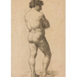 Defregger, Franz(1835 - 1921)Male Back Nudecharcoal on papersigned lower leftPassepartout cutout