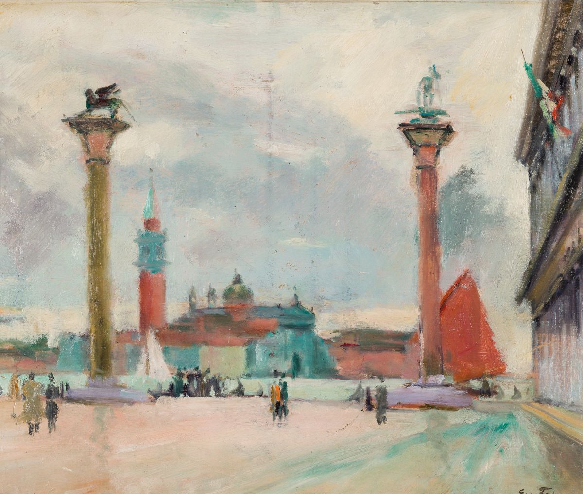 Fohn, Emanuel(1881 - 1966)Venezia Piazetta (Piazza San Marco in Venice)oil on platesigned lower