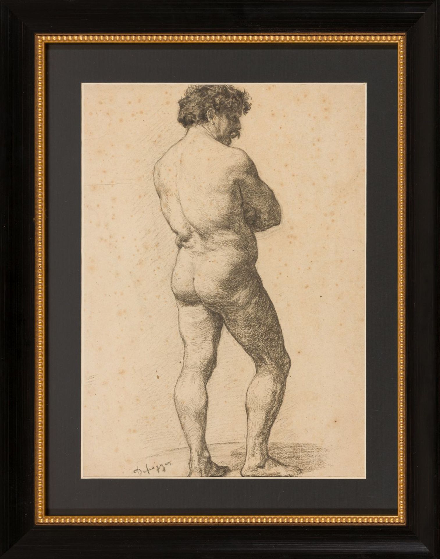Defregger, Franz(1835 - 1921)Male Back Nudecharcoal on papersigned lower leftPassepartout cutout - Image 2 of 4