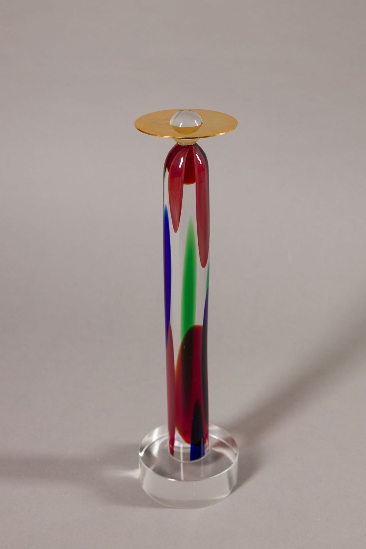 HELLDENMUT(*1961)Angelo Iglass sculpture (Murano glass), disc in brassH: 15,4 in / W & D: 3,9 inAn - Image 3 of 11