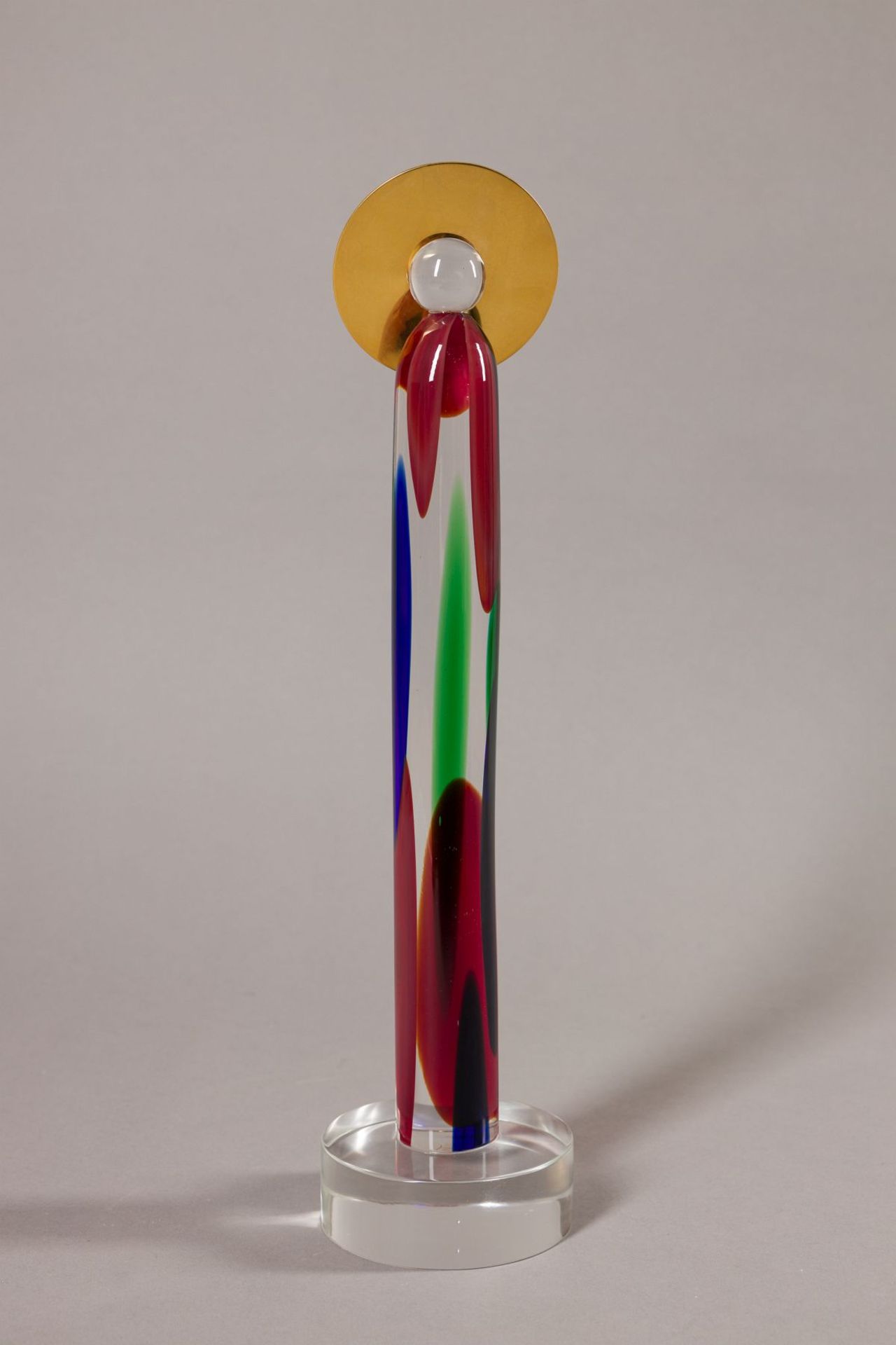 HELLDENMUT(*1961)Angelo Iglass sculpture (Murano glass), disc in brassH: 15,4 in / W & D: 3,9 inAn - Image 6 of 11