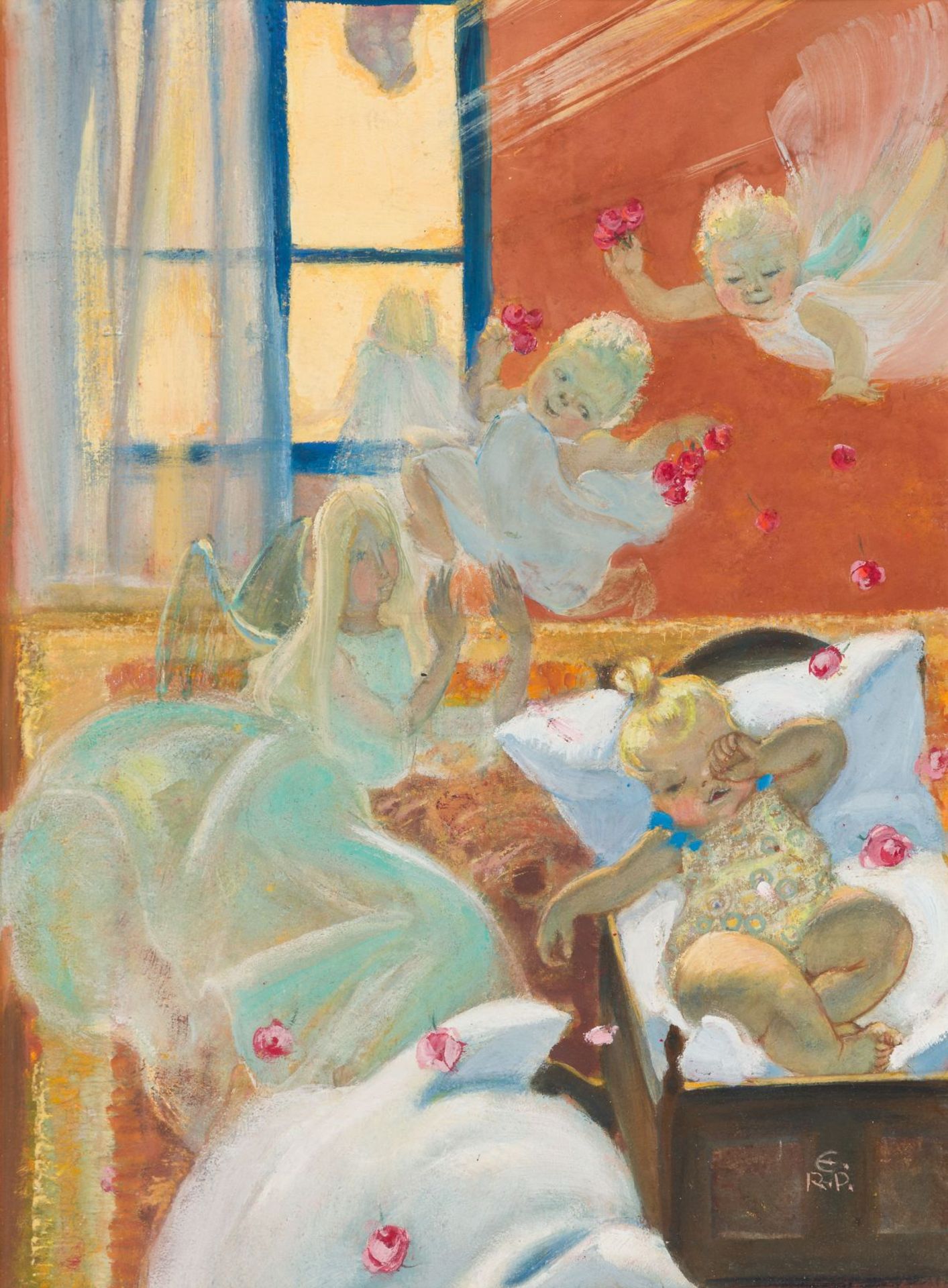 Rotter-Peters, Ernestine(1899-1984)Angels in Nurserygouache on cardboardmonogrammed lower right22,