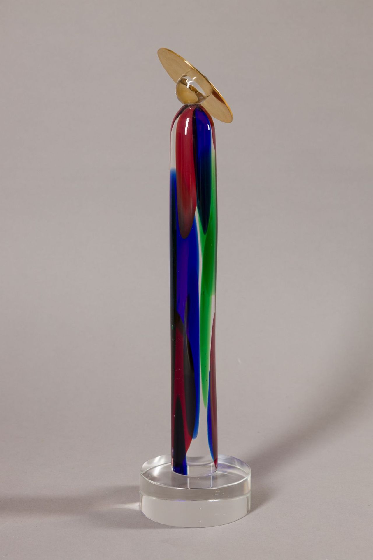 HELLDENMUT(*1961)Angelo Iglass sculpture (Murano glass), disc in brassH: 15,4 in / W & D: 3,9 inAn - Image 10 of 11