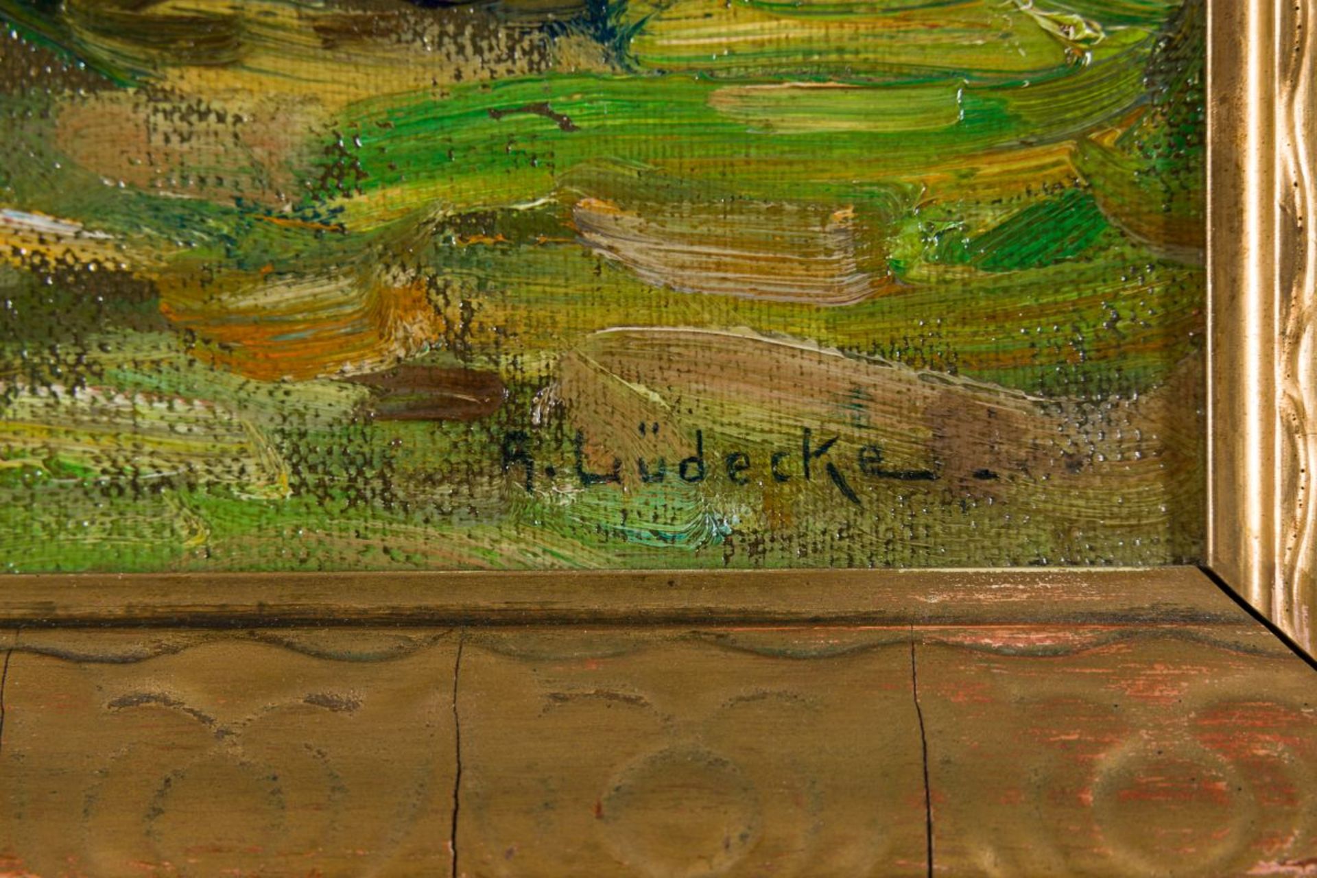 Lüdecke-Cleve, August(1868-1957)In the Morning (Cows Grazing)oil on canvassigned lower right15,1 x - Image 3 of 4